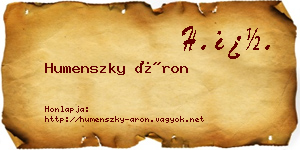 Humenszky Áron névjegykártya